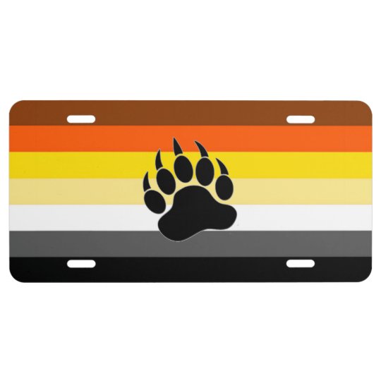 Lgbt Bear Pride Flag With Paw License Plate Zazzle 