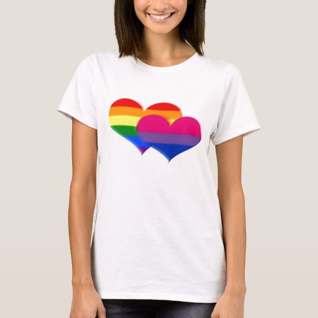 LGBT Bi Pride Pastel Hearts T-Shirt (Front)