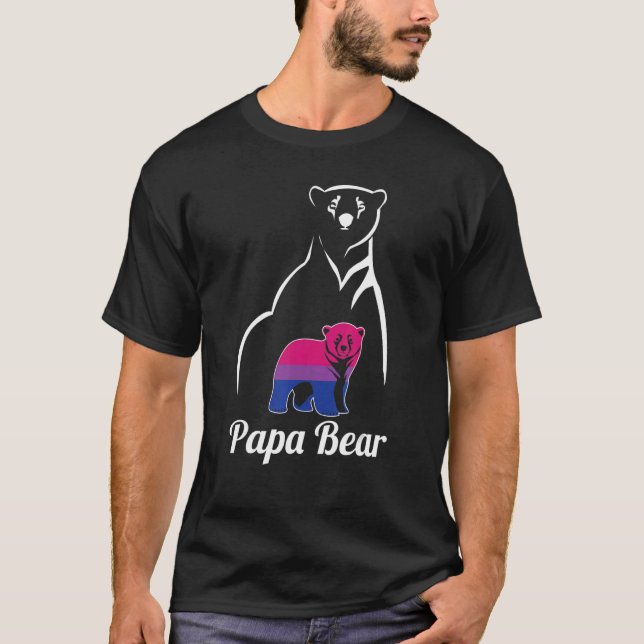 Lgbt Bisexual Papa Bear Bi Pride Flag T-Shirt (Front)