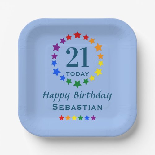 LGBT Blue 21st Birthday Party or Any Age  Paper Pl Paper Plates