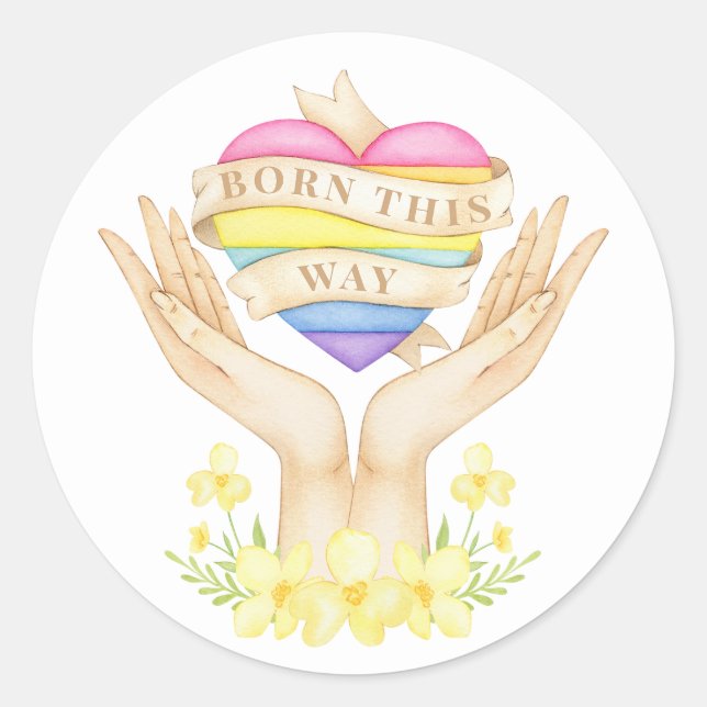 LGBT Born This Way Classic Round Sticker (Front)