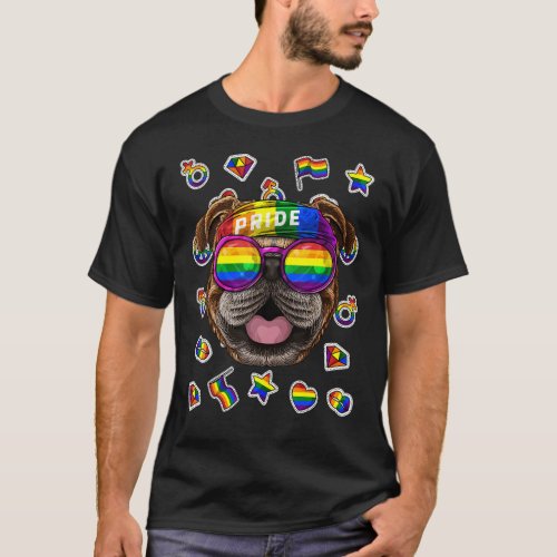 Lgbt Bulldog Gay Pride Month Dog Rainbow Lesbian T_Shirt