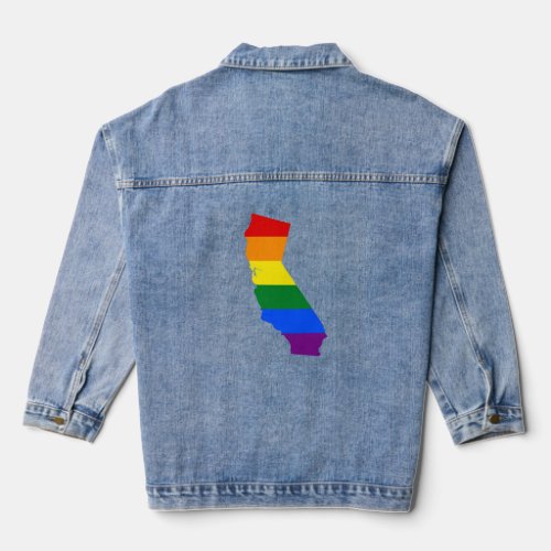 LGBT California US state flag map  Denim Jacket