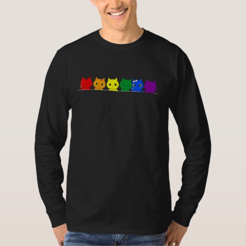 Lgbt Cat Lgbtq Pride Rainbow Color Cats T_Shirt