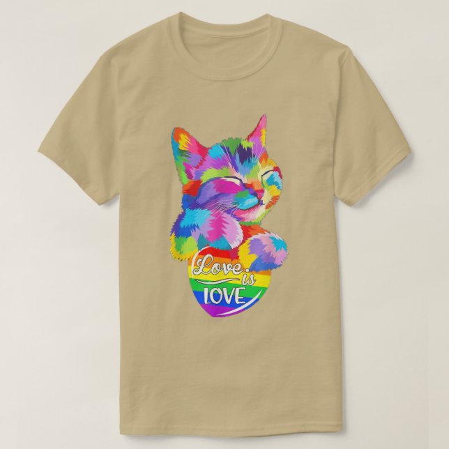 Lgbt Cat Love Is Love  T-Shirt (Design Front)
