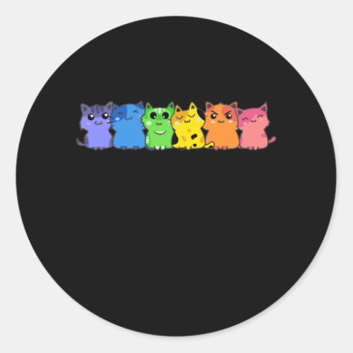 LGBT Cat Rainbow Gay Lesbian Colorful Kitty Classic Round Sticker