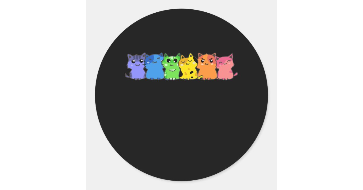 LGBT Cat Rainbow Gay Lesbian Colorful Kitty Classic Round Sticker | Zazzle