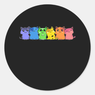 LGBT Cat Rainbow Gay Lesbian Colorful Kitty Classic Round Sticker