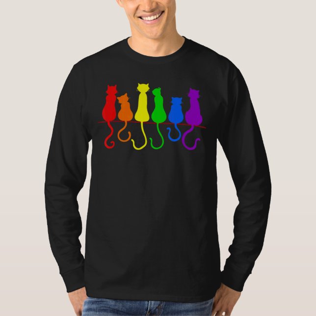 Lgbt Cats Gay Pride Purride Cat   Funy Lgbt Pride T-Shirt (Front)