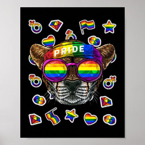 LGBT Cheetah Gay Pride Month Animal Rainbow Lesbia Poster
