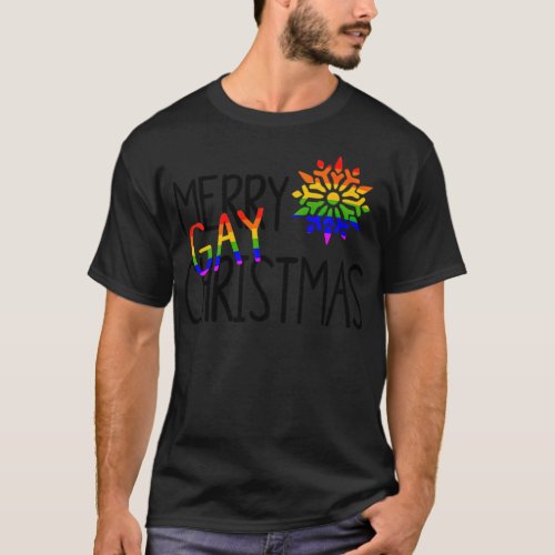 LGBT Christmas Gay Snowflake Rainbow Gay Pride  T_Shirt