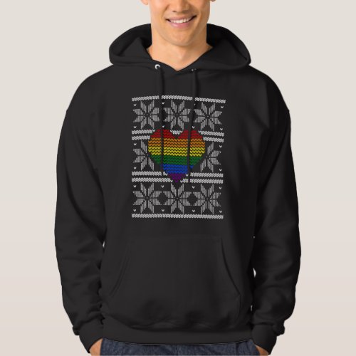 LGBT Christmas Heart Rainbow Pride Ugly Xmas Sweat Hoodie