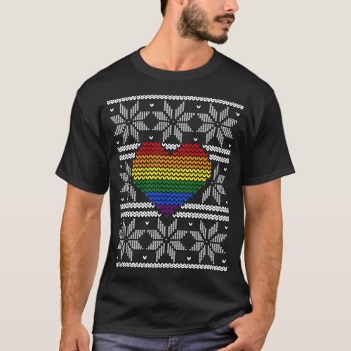 LGBT Christmas Heart Rainbow Pride Ugly Xmas Sweat T_Shirt