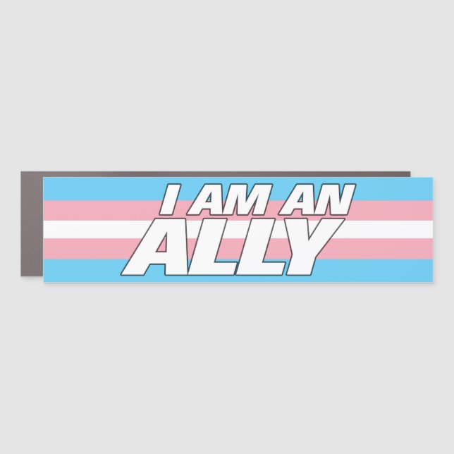 LGBT Cis Ally Transgender Pride Flag Bumper Car Magnet (Front)