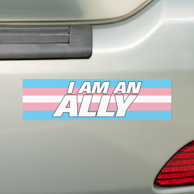 LGBT Cis Ally Transgender Pride Flag Bumper Sticker (On Car)