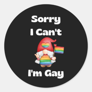 LGBT Colorful Rainbow Sorry I Can't I'm Gay Classic Round Sticker