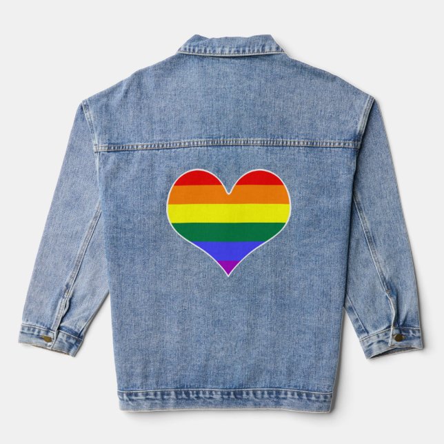 LGBT Colors Hearts  Denim Jacket (Back)