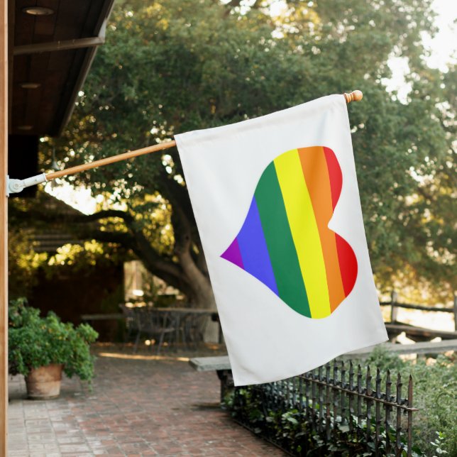 LGBT Colors Hearts  House Flag (In SItu)
