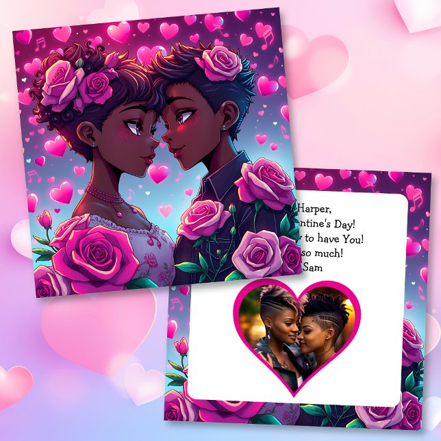 LGBT Couple Anime Personalized Valentine's Day Card (Creator Uploaded)