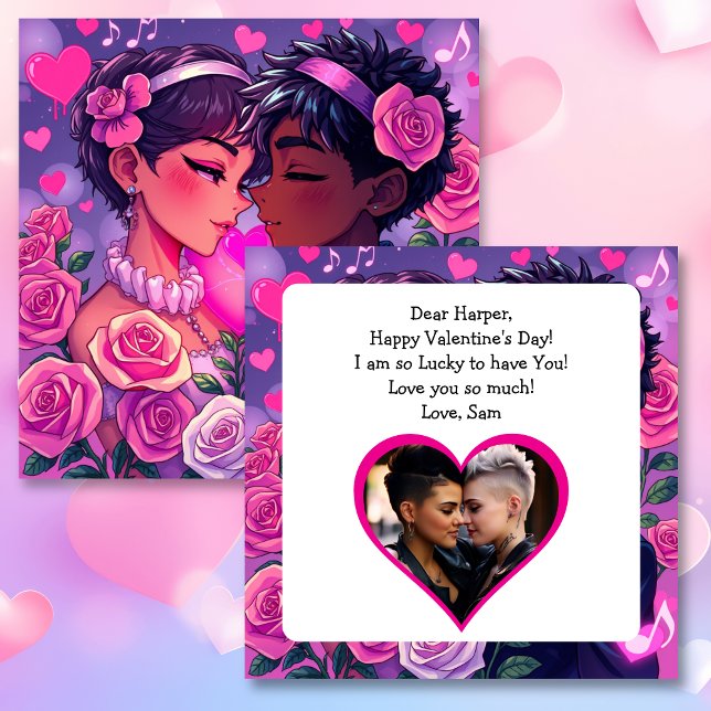 LGBT Couple Anime Personalized Valentine's Day Card (Creator Uploaded)