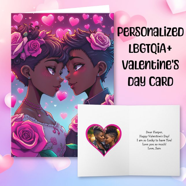 LGBT Couple Anime Personalized Valentine's Day Card (Creator Uploaded)