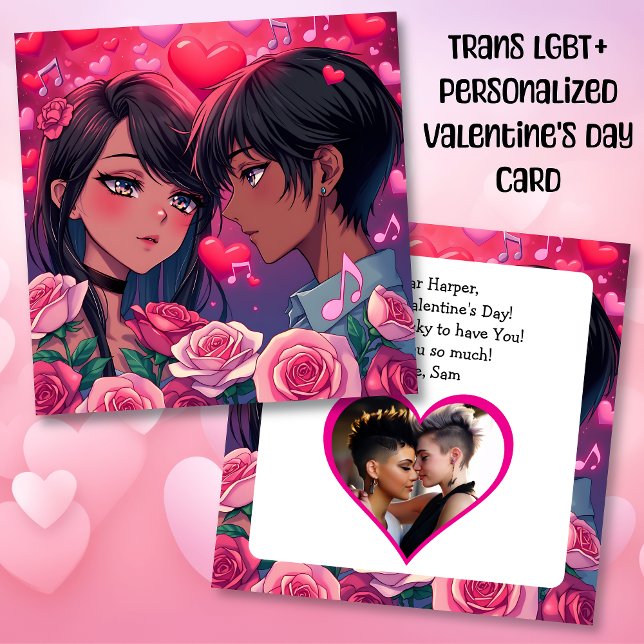 LGBT Couple Anime Personalized Valentine's Day Card (Creator Uploaded)