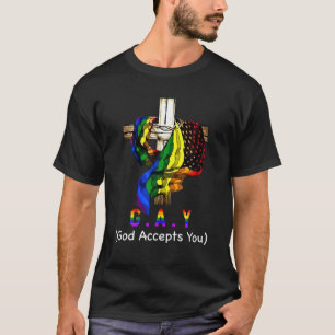 LGBT Cross Jesus Gay God Accepts You Christian Rai T-Shirt