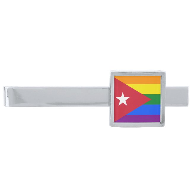 LGBT Cuba Silver Finish Tie Bar (Front)