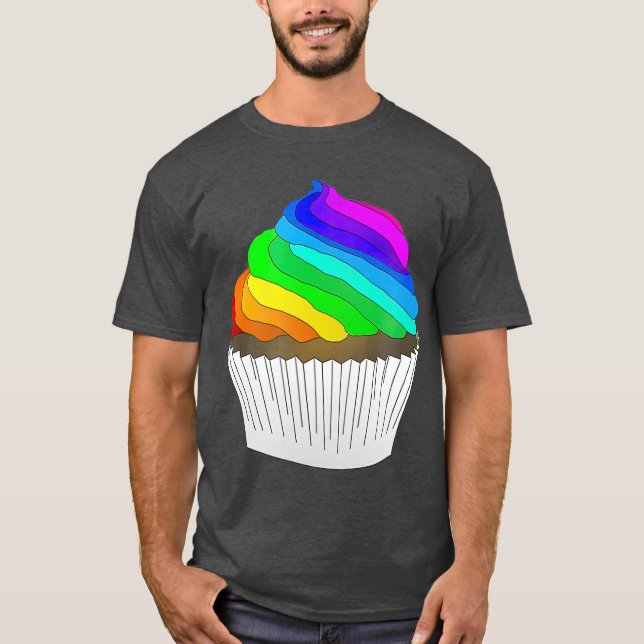 LGBT Cupcake  Rainbow color icing  LGBTQ T-Shirt (Front)