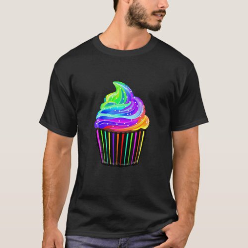 LGBT Cupcake Rainbow Color Icing Pride LGBTQ Team T_Shirt