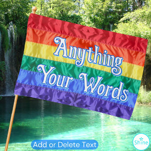 LGBT Custom Text Decorative Typography Gay Rainbow House Flag