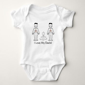 Lgbt Customizable 2 Dads & A Baby Baby Bodysuit by MishMoshTees at Zazzle