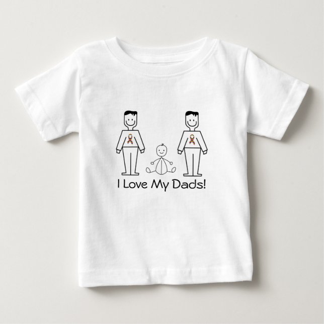 LGBT Customizable 2 Dads & A Baby T-Shirt (Front)