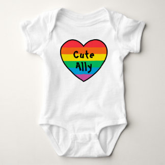 LGBT Cute Ally | Rainbow Pride Heart Pride Baby | Baby Bodysuit