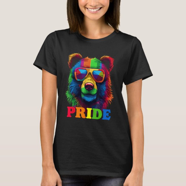 LGBT Cute Bear Gay Pride LGBTQ Rainbow Flag Pride  T-Shirt (Front)