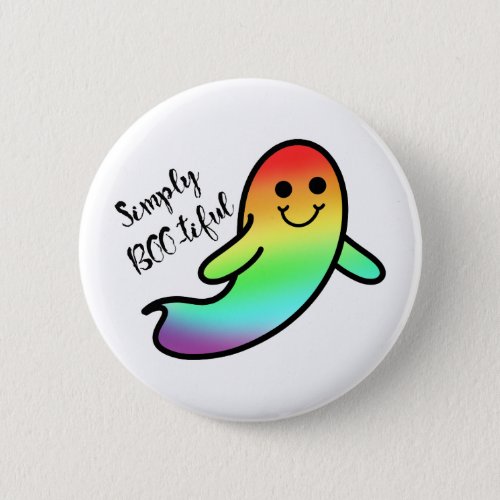 LGBT Cute Halloween Pride Ghost Button