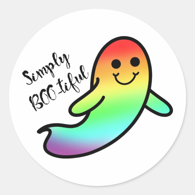 LGBT Cute Halloween Pride Ghost Classic Round Sticker (Front)