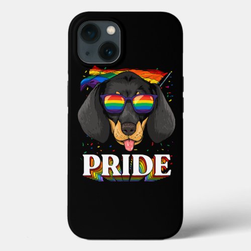 LGBT Dachshund Gay Pride LGBTQ Rainbow Flag Sungla iPhone 13 Case