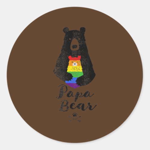 LGBT Dad Mom Papa Bear Mama Bear LGBT  Classic Round Sticker