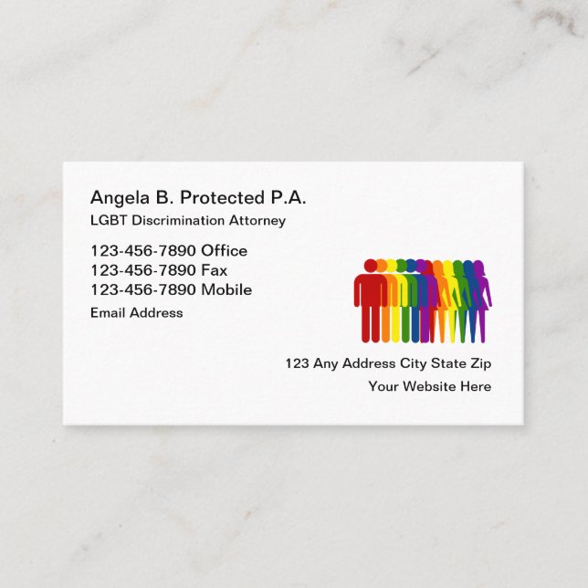 LGBT Discrimination Attorney Business Card (Front)