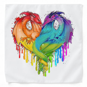 Lgbt Dragon Heart Rainbow Heart Dragon Lgbt Pride Bandana