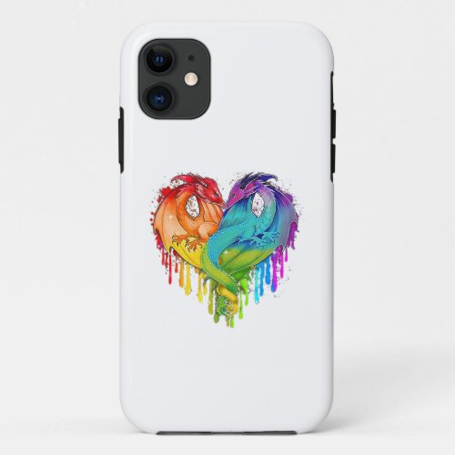 Lgbt Dragon Heart Rainbow Heart Dragon Lgbt Pride iPhone 11 Case