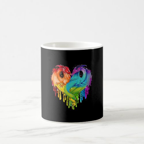 LGBT Dragon Heart Rainbow Heart Dragon LGBT Pride Coffee Mug