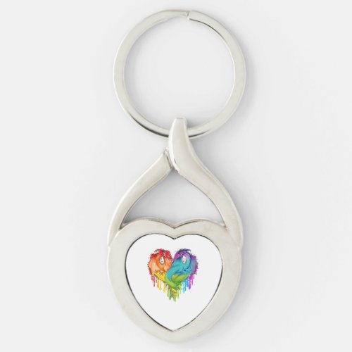 Lgbt Dragon Heart Rainbow Heart Dragon Lgbt Pride Keychain