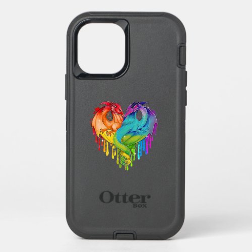 Lgbt Dragon Heart Rainbow Heart Dragon Lgbt Pride OtterBox Defender iPhone 12 Case