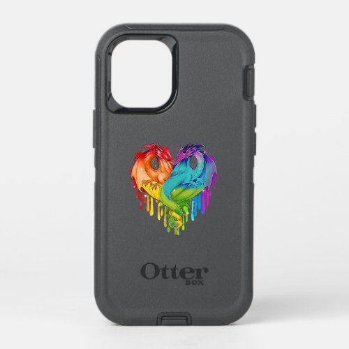 Lgbt Dragon Heart Rainbow Heart Dragon Lgbt Pride OtterBox Defender iPhone 12 Mini Case