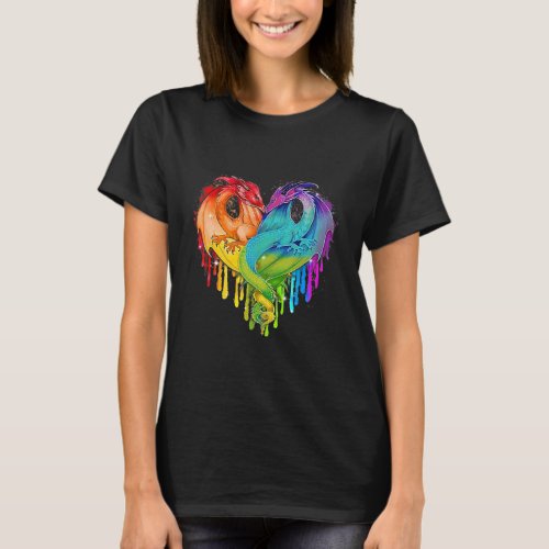 LGBT Dragon Heart Rainbow Heart Dragon LGBT Pride T_Shirt