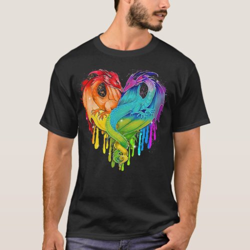 LGBT Dragon Heart Rainbow Heart Dragon LGBT _stand T_Shirt