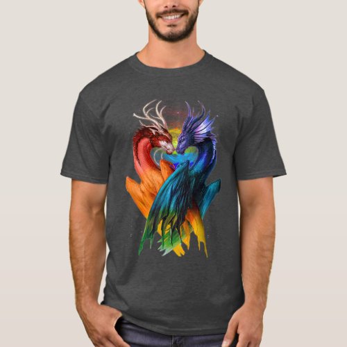 LGBT Dragon Heart Rainbow Heart Dragon LGBT T T_Shirt