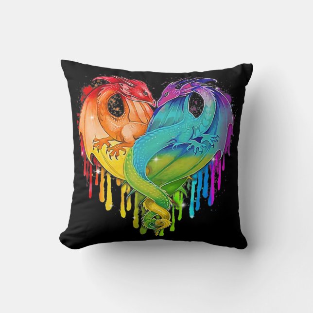 LGBT Dragon Throw Pillow (Front)